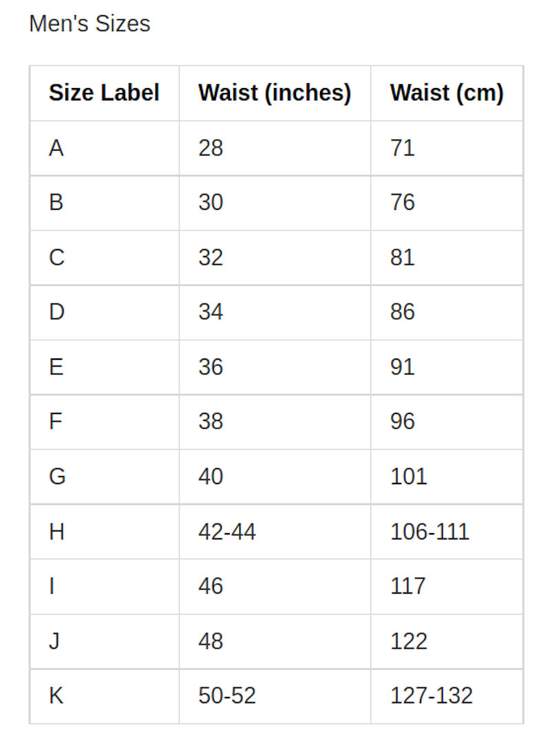 size chart